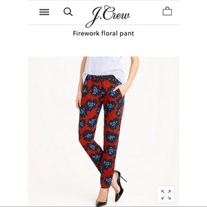 J Crew Firework Floral Pant, size 4, like new